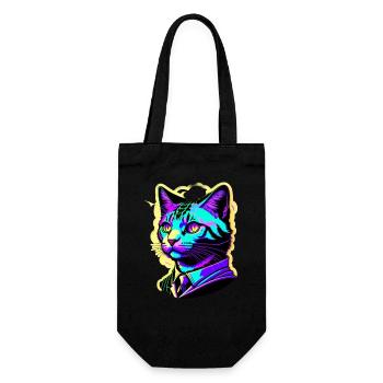 Gentleman Katze bunt - Geschenkbeutel für Flaschen - Schwarz - Vorne