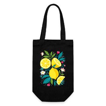 Lemon and leaves - Gift Bag for Bottles - black - Front