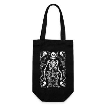 Skelett Halloween Totenkopf Totenschädeln Gothic - Geschenkbeutel für Flaschen - Schwarz - Vorne