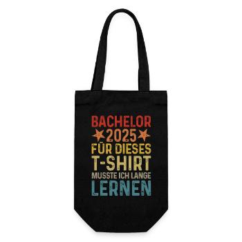 Bachelor 2025 T-Shirt lange lernen retro Geschenk - Geschenkbeutel für Flaschen - Schwarz - Vorne
