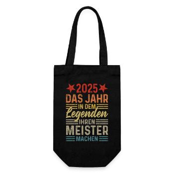 2025 Das Jahr in dem Legenden ihren Meister machen - Geschenkbeutel für Flaschen - Schwarz - Vorne