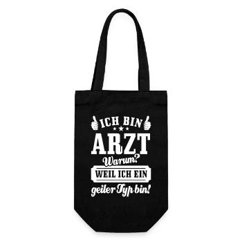 Ich bin Arzt weil ich ein geiler Typ bin - Geschenkbeutel für Flaschen - Schwarz - Vorne