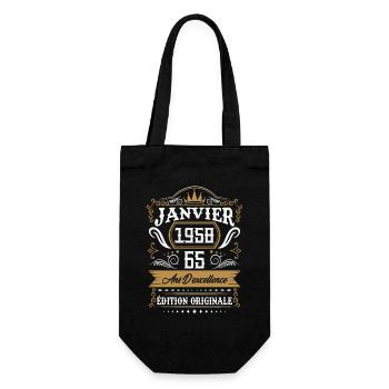 Janvier 1958 65 Ans Rétro Cadeau D'anniversaire - Sac à bouteille - noir - Devant
