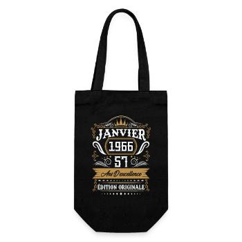 Janvier 1966 57 Ans Rétro Cadeau D'anniversaire - Sac à bouteille - noir - Devant