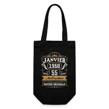 Janvier 1968 55 Ans Rétro Cadeau D'anniversaire - Sac à bouteille - noir - Devant