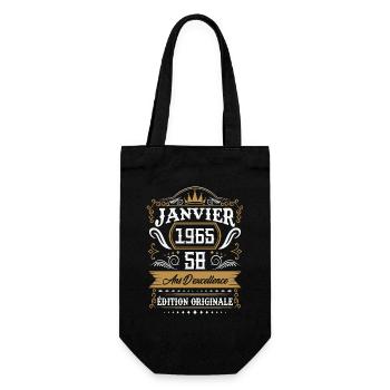 January 1965 58 years retro birthday gift - Gift Bag for Bottles - black - Front