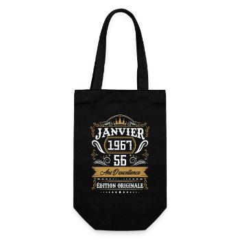 Janvier 1967 56 Ans Rétro Cadeau D'anniversaire - Sac à bouteille - noir - Devant