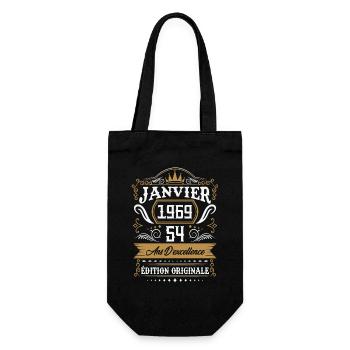 Janvier 1969 54 Ans Rétro Cadeau D'anniversaire - Sac à bouteille - noir - Devant