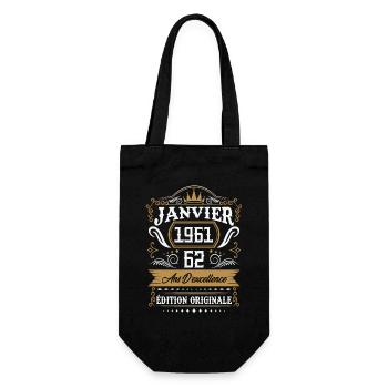 Janvier 1961 62 Ans Rétro Cadeau D'anniversaire - Sac à bouteille - noir - Devant
