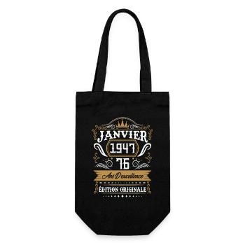 Janvier 1947 76 Ans Rétro Cadeau D'anniversaire - Sac à bouteille - noir - Devant