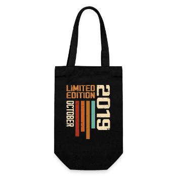 Vintage Oktober 2019 Retro Geburtstagsgeschenk - Geschenkbeutel für Flaschen - Schwarz - Vorne