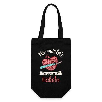 Häkeln Schneiderin Häklerin Nähen Stricken - Geschenkbeutel für Flaschen - Schwarz - Vorne