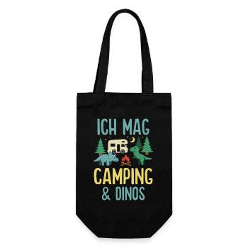 Camping Dinos Campingplatz Camper Wohnmobil - Geschenkbeutel für Flaschen - Schwarz - Vorne