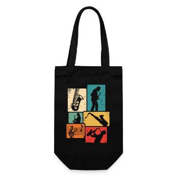 Saxophone Player Retro Saxophone Saxophonist - Gift Bag for Bottles - black - Front