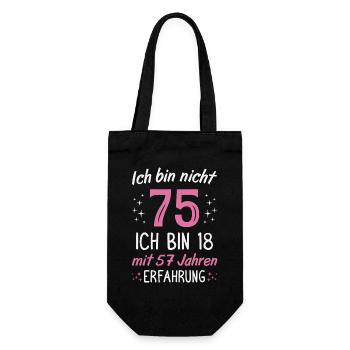75. Geburtstag Lustig 75 Jahre Geburtstagsgeschenk - Geschenkbeutel für Flaschen - Schwarz - Vorne
