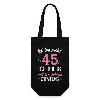 45. Geburtstag Lustig 45 Jahre Geburtstagsgeschenk - Geschenkbeutel für Flaschen - Schwarz - Vorne