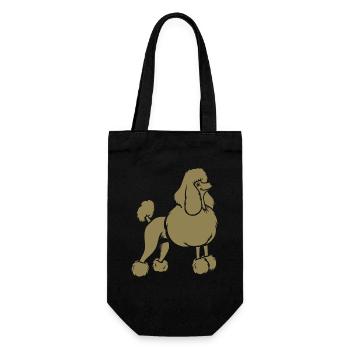 bronze Silhouette Pudel Hund Minimalistisch - Geschenkbeutel für Flaschen - Schwarz - Vorne
