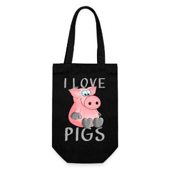 J'adore les cochons de porc - Sac à bouteille - noir - Devant