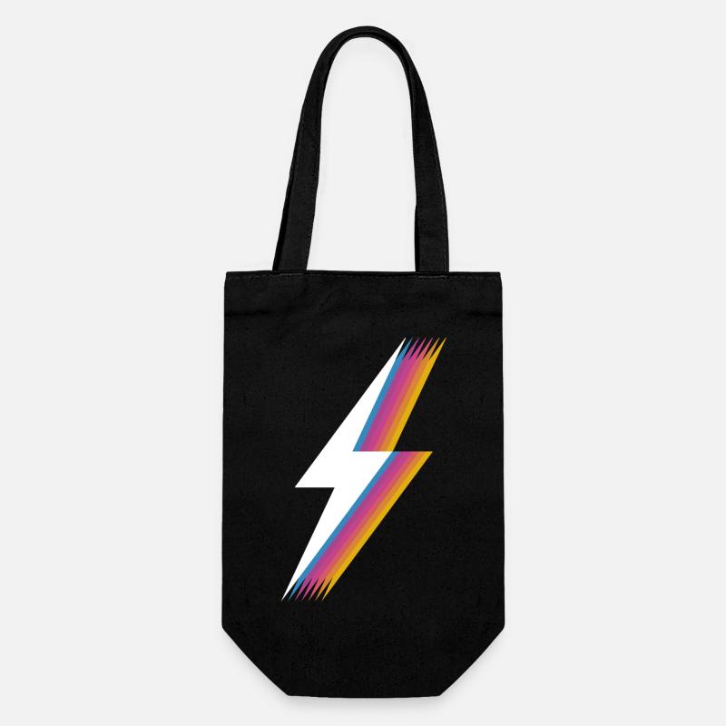 Retrocolor 80s Blitz - Lightning Bolt - Geschenkbeutel für Flaschen - Schwarz