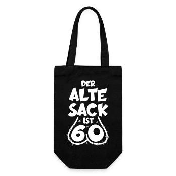 LUSTIG 60 JAHRE ALTER SACK 60. GEBURTSTAG - Geschenkbeutel für Flaschen - Schwarz - Vorne