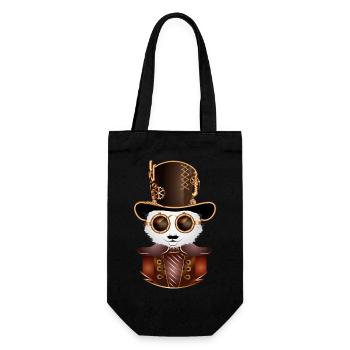 Steampunk Panda Bear avec chapeau cylindre et lunettes - Sac à bouteille - noir - Devant