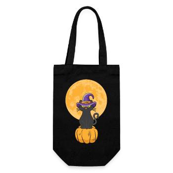 Halloween Katze Hexe - Geschenkbeutel für Flaschen - Schwarz - Vorne