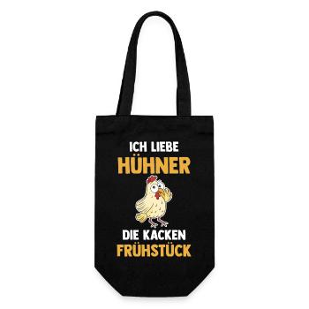 Ich Liebe Hühner Die Kacken Frühstück - Geschenkbeutel für Flaschen - Schwarz - Vorne