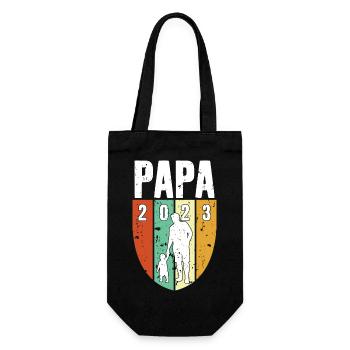 PAPA SEIT 2023 WERDENDER PAPA 1 KIND - Geschenkbeutel für Flaschen - Schwarz - Vorne