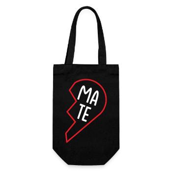 halbes Herz (1/2) - Geschenkidee - Soulmate - Geschenkbeutel für Flaschen - Schwarz - Vorne