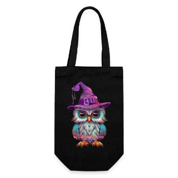 Sorcière hibou avec chapeau - Sac à bouteille - noir - Devant