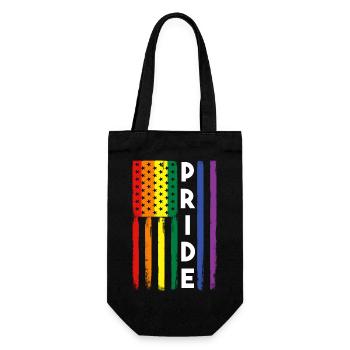 USA-Flagge Regenbogen 4. Juli LGBTQ-Gay-Pride-Monat - Geschenkbeutel für Flaschen - Schwarz - Vorne