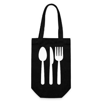 Cuillère Couteau Fourchette Cuisinier - Sac à bouteille - noir - Devant