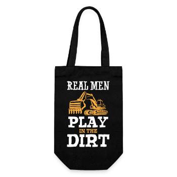 Real Men Play In The Dirt Excavator - Geschenkbeutel für Flaschen - Schwarz - Vorne