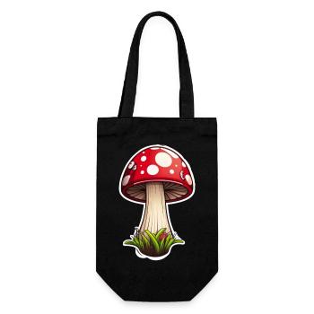 Drôle de champignon de dessin animé - Sac à bouteille - noir - Devant