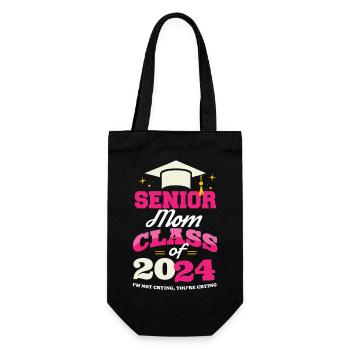 Senior Mom Class of 2024 Proud Mama Funny - Geschenkbeutel für Flaschen - Schwarz - Vorne