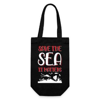 save the ocean spruch - Geschenkbeutel für Flaschen - Schwarz - Vorne