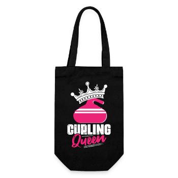 Curling Queen Broom Curler Ice Sport - Gift Bag for Bottles - black - Front