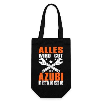 Handwerker Alles Wird Gut Der Azubi Ist Jetzt Da - Geschenkbeutel für Flaschen - Schwarz - Vorne
