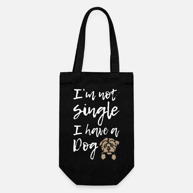 I Am Not Single I Have a Dog - Gift Bag for Bottles - black