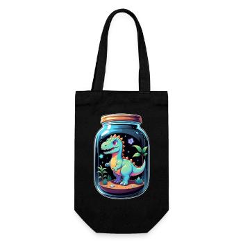 Dinosaur in a Cartoon Jar - Gift Bag for Bottles - black - Front