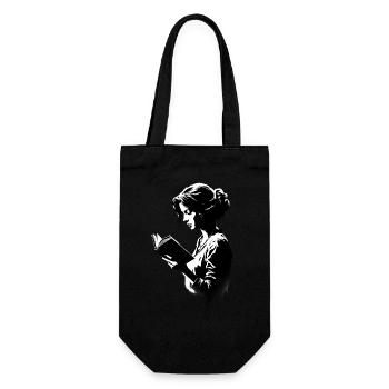 Femme lisant un livre - Sac à bouteille - noir - Devant