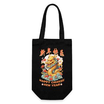 Year Of The Dragon Happy Chinese New Year 2024 - Geschenkbeutel für Flaschen - Schwarz - Vorne