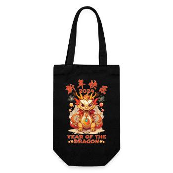 Year Of The Dragon Happy Chinese New Year 2024 - Geschenkbeutel für Flaschen - Schwarz - Vorne