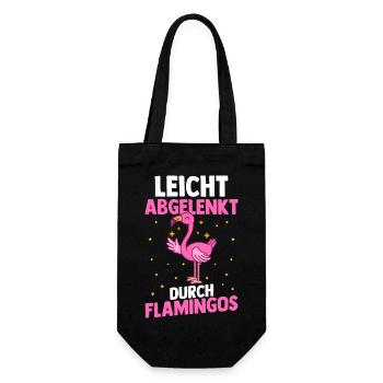 Leicht Abgelenkt Durch Flamingos - Geschenkbeutel für Flaschen - Schwarz - Vorne