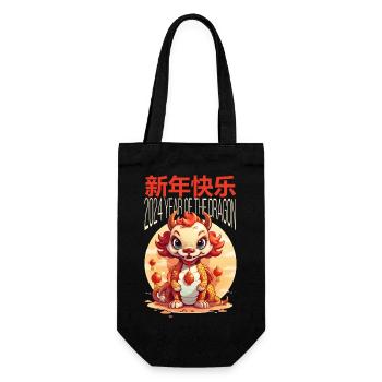 Year Of The Dragon Happy Chinese New Year 2024 - Geschenkbeutel für Flaschen - Schwarz - Vorne