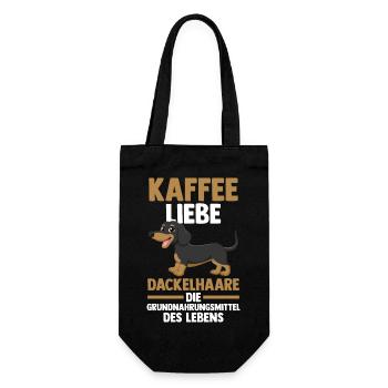 Kaffee Hund Dachshund Dackel - Geschenkbeutel für Flaschen - Schwarz - Vorne