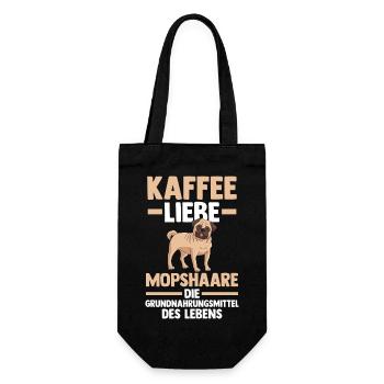 Kaffee Hund Mops - Geschenkbeutel für Flaschen - Schwarz - Vorne