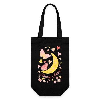 Honeymoon with Moon Heart Flowers and Butterflies - Gift Bag for Bottles - black - Front
