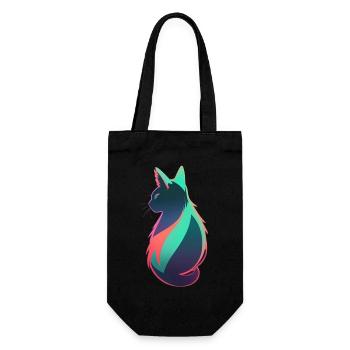 wonderful cat neon colorful colorful - Gift Bag for Bottles - black - Front