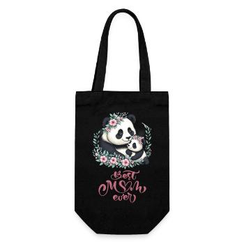 Best Mom Ever Panda Lover Floral Wreath I Mom - Geschenkbeutel für Flaschen - Schwarz - Vorne